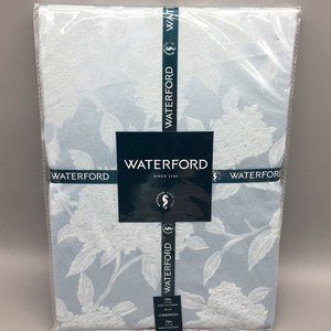 WATERFORD Blue Hydrangea Jacquard Tablecloth 70" Round Formal Floral Easter NEW